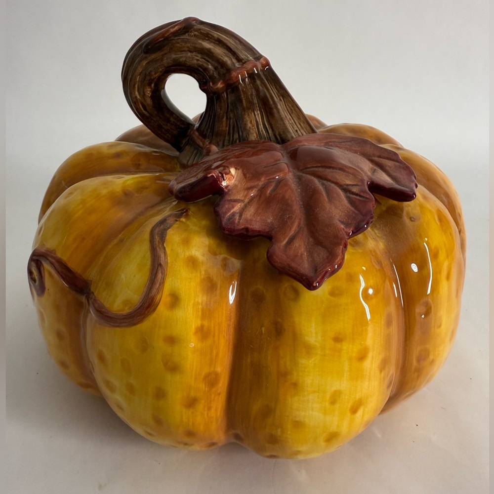 Signature Yellow and Brown Ceramic Pumpkin Art